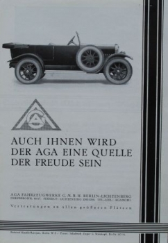 AGA Automobile "Was ein AGA leisten kann" Modellprogramm 1927 (S0273)